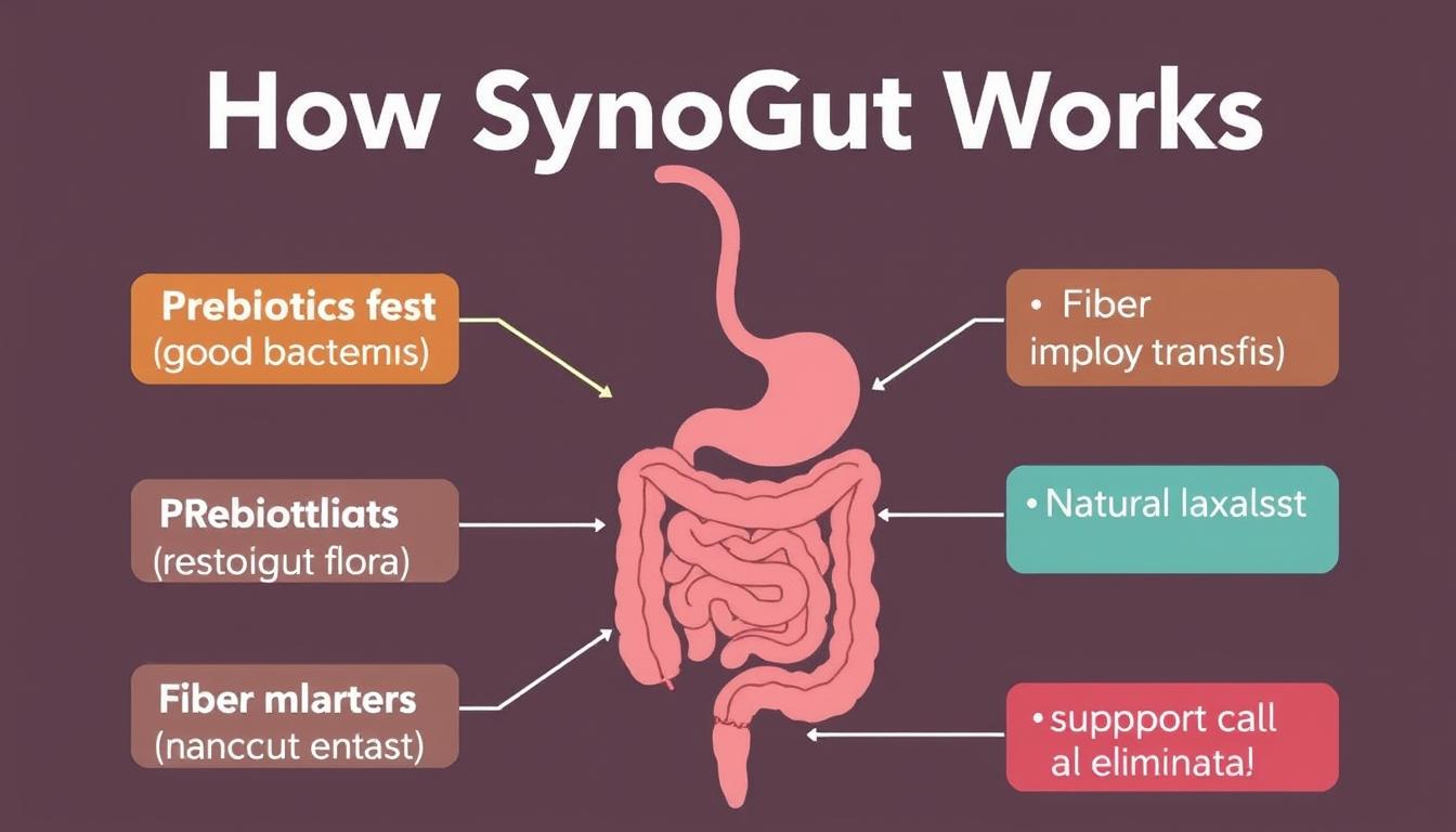 Diagram showing how SynoGut works in the digestive system