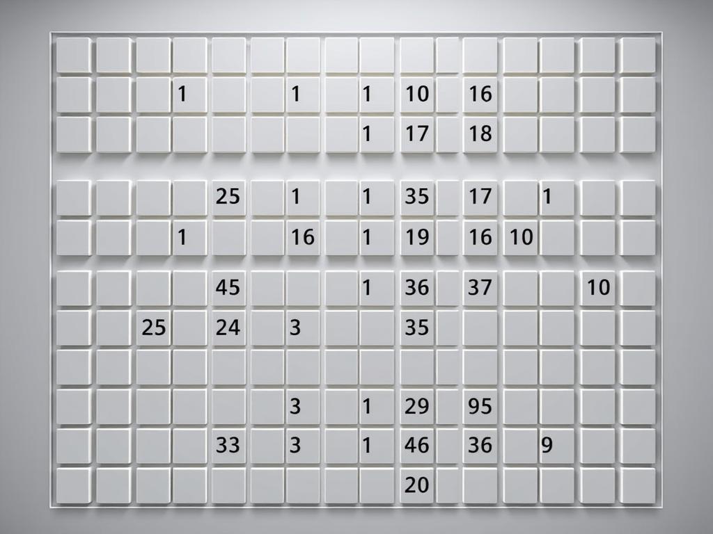 a digital grid of a classic minesweeper game board, with square tiles arranged in a clean, minimalist layout. the tiles display a range of numbers and symbols, indicating the proximity of hidden mines. the grid is illuminated by a soft, even lighting, creating a sense of depth and clarity. the background is a subtle, neutral tone, allowing the game elements to take center stage. the overall aesthetic is one of strategic simplicity, inviting the viewer to dive into the logic-based puzzle at hand.