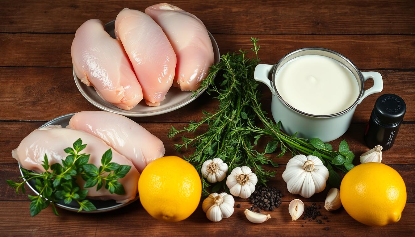 ingrédients pour poulet à la crème