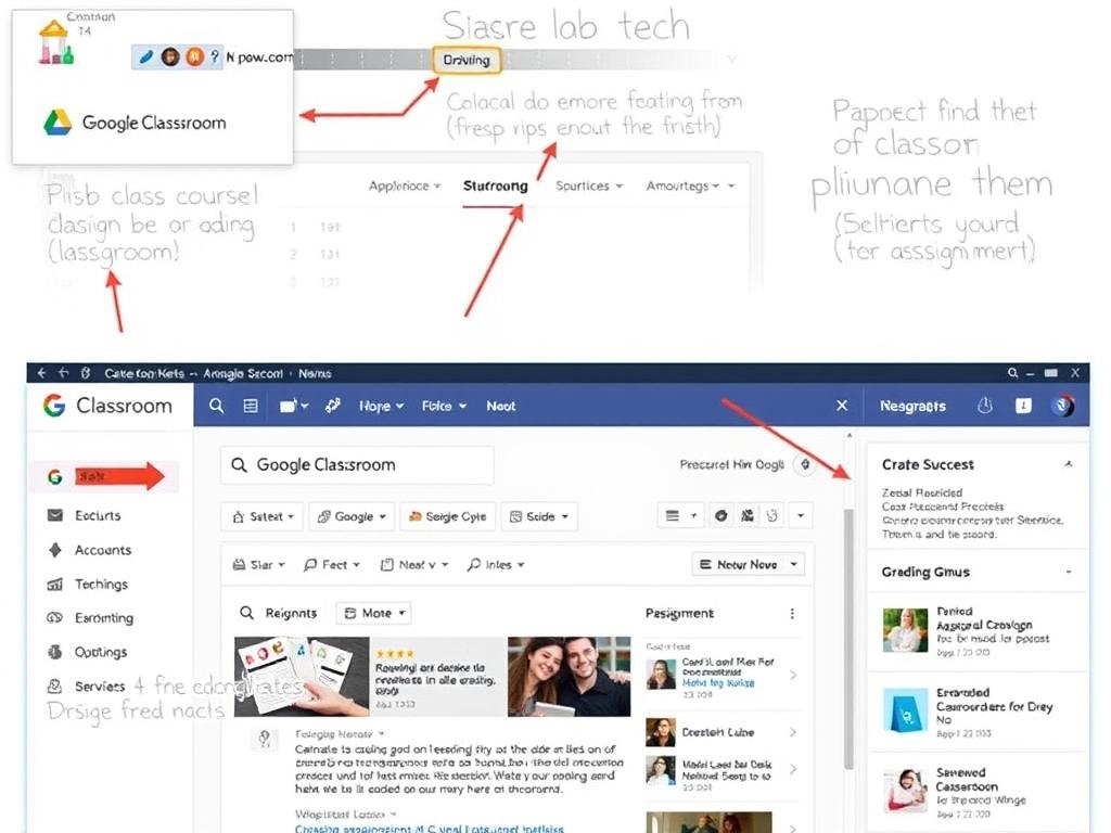 Tampilan aplikasi e-learning Google Classroom dengan fitur pengelolaan kelas dan tugas
