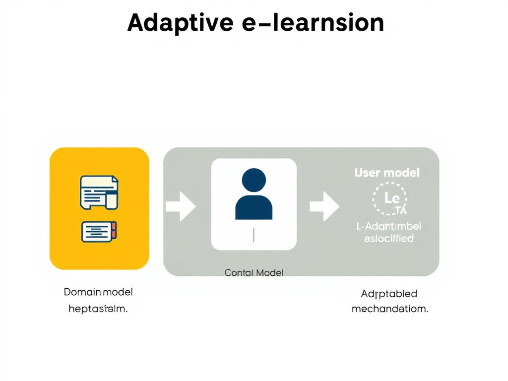 Tiga komponen utama sistem e-learning adaptif: model domain, model pengguna, dan model adaptasi
