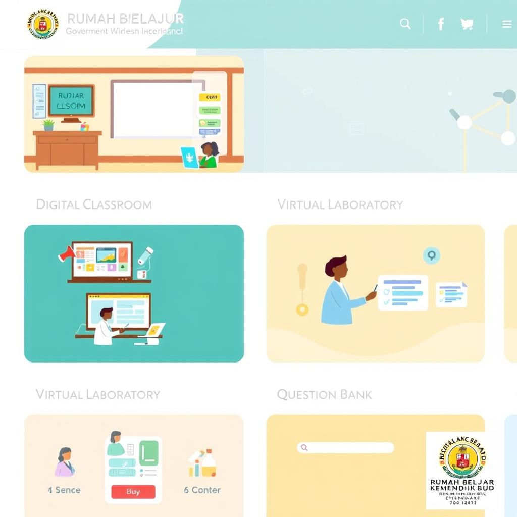 Interface portal Rumah Belajar Kemendikbud dengan berbagai fitur pembelajaran