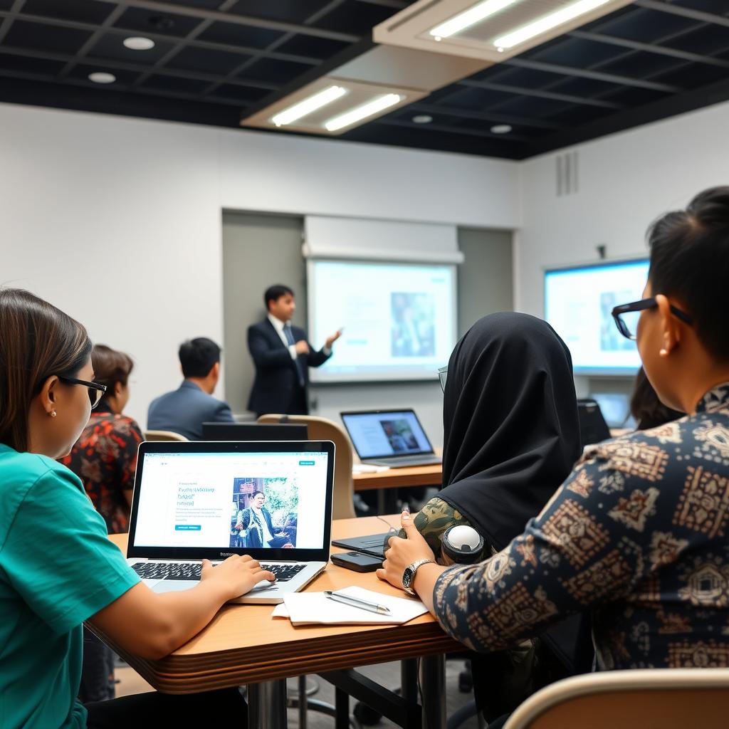 Guru mengikuti pelatihan kompetensi digital untuk e-learning