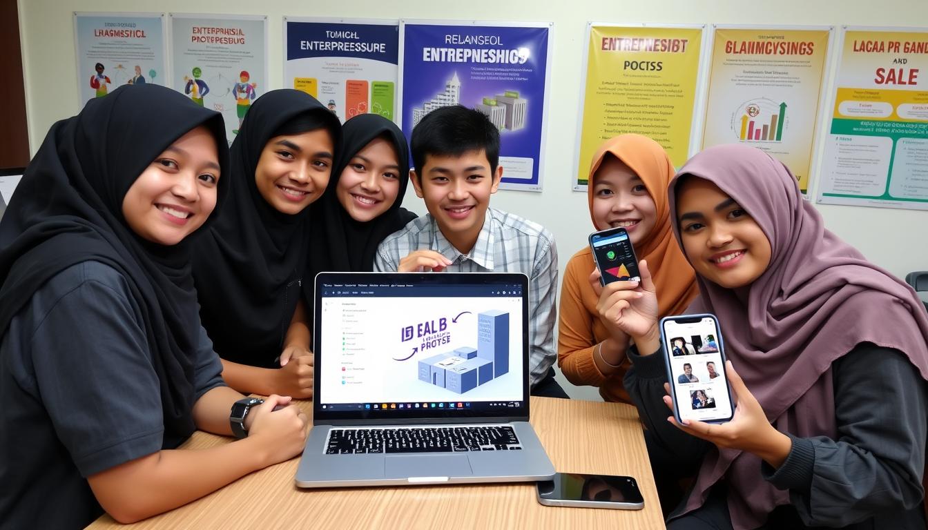 Tim siswa SMK Semarang dengan prototype aplikasi bisnis mereka