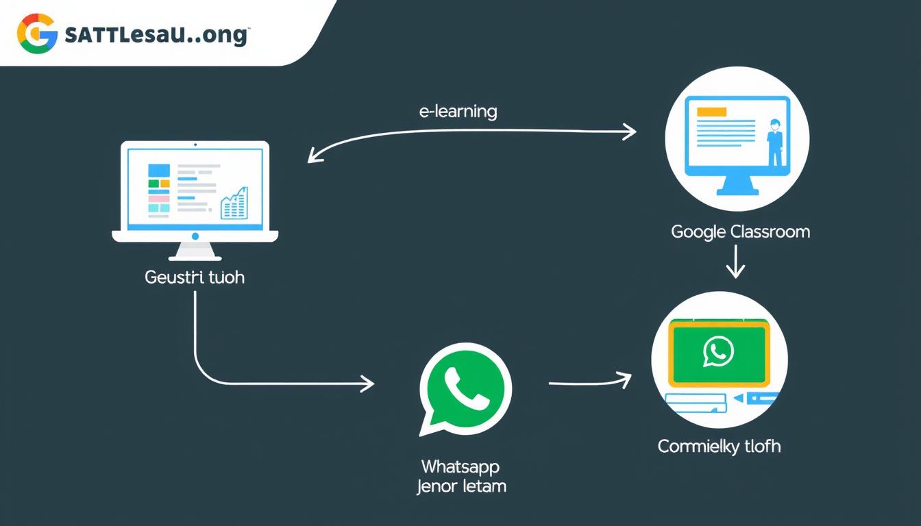Diagram alur kerja integrasi tiga platform media KBM digital