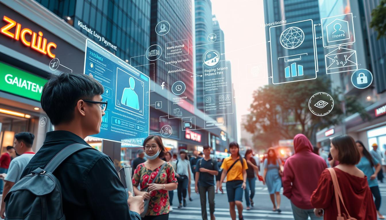 Ilustrasi masa depan pembayaran digital di Indonesia dengan teknologi AI dan blockchain