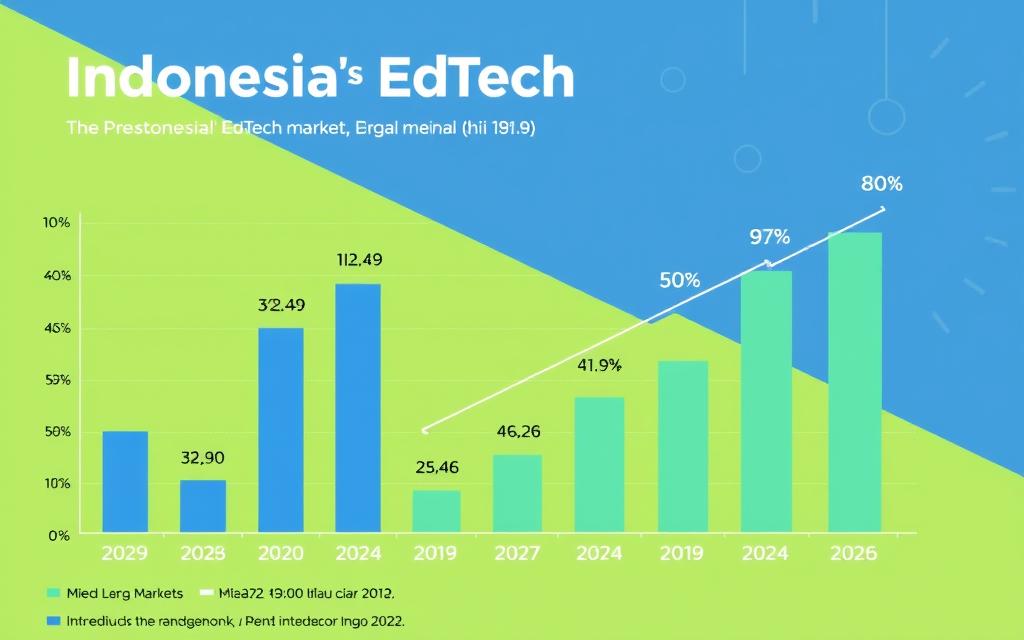 Grafik pertumbuhan pasar EdTech Indonesia 2020-2024 menunjukkan inovasi kursus online masa kini