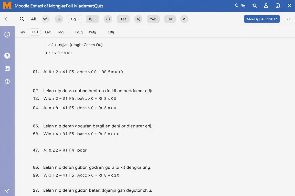 Contoh kuis online Moodle untuk mata pelajaran Matematika SMP