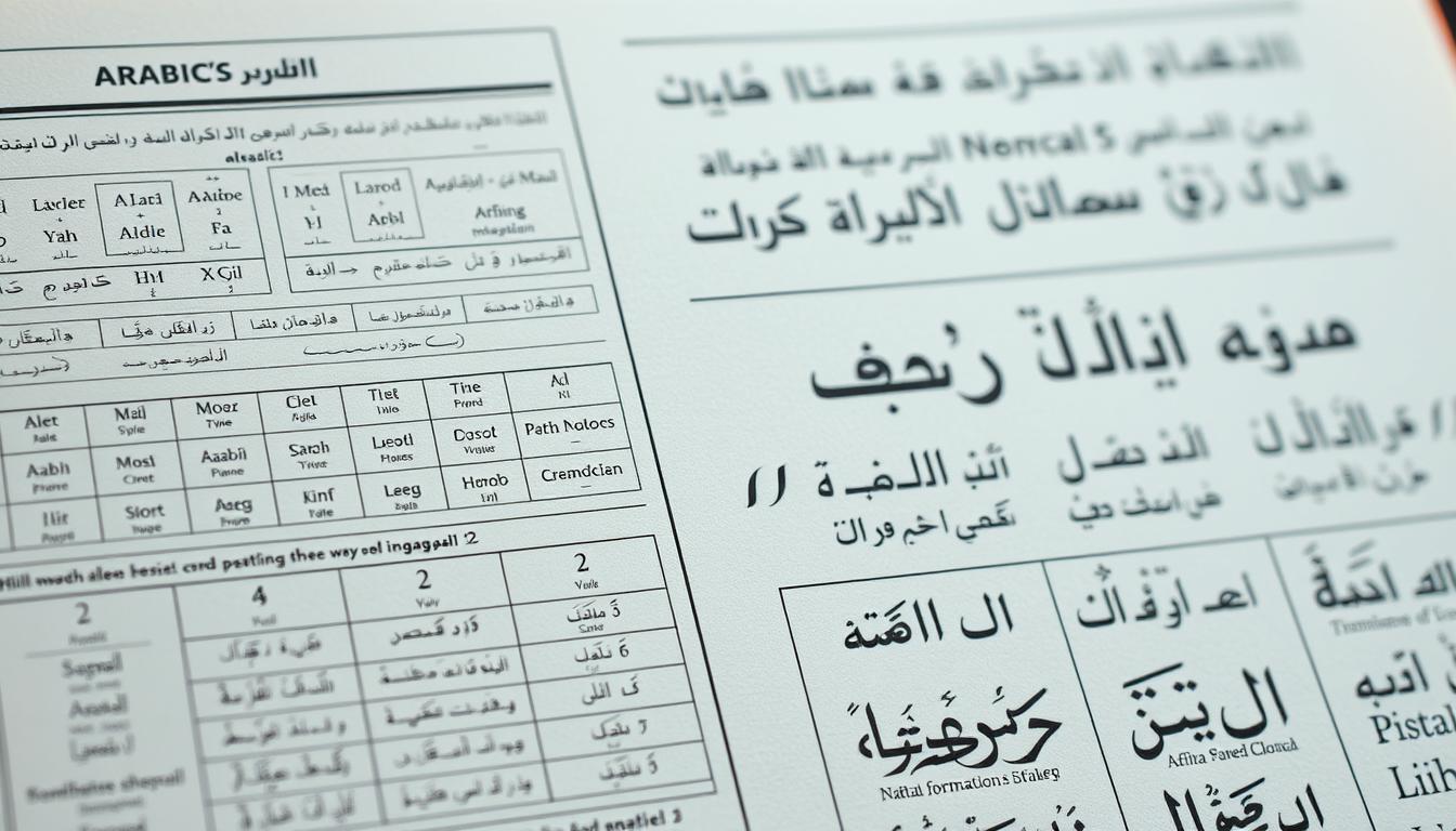 A detailed close-up illustration of the morphological structures and word formation processes in the Arabic and Indonesian languages. The foreground displays intricately detailed diagrams, charts, and schematics demonstrating the affixes, roots, and patterns that build words in both languages. The middle ground showcases stylized script samples highlighting the unique orthographic features. The background features a hazy, ethereal, and academic ambiance with a muted color palette, soft lighting, and a sense of scholarly contemplation.