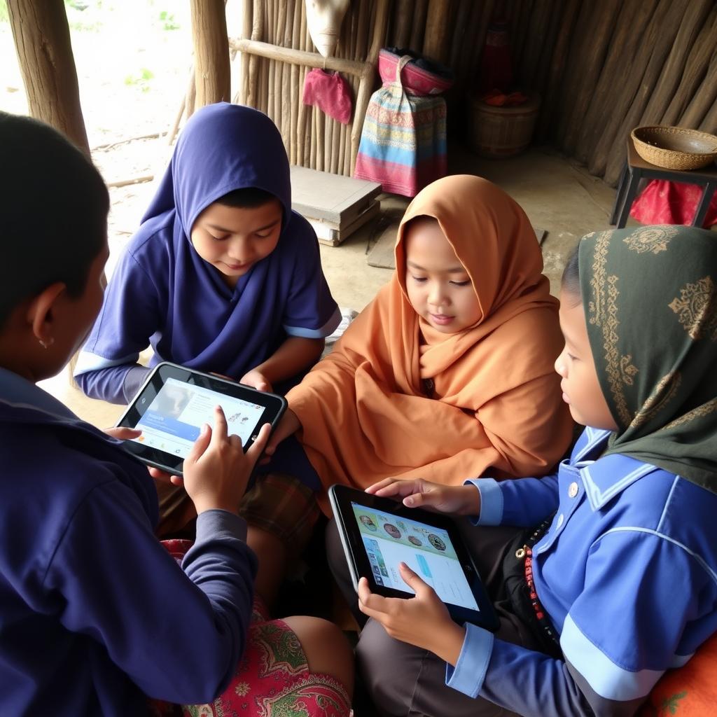 Siswa di daerah terpencil mengakses pendidikan melalui platform e-learning
