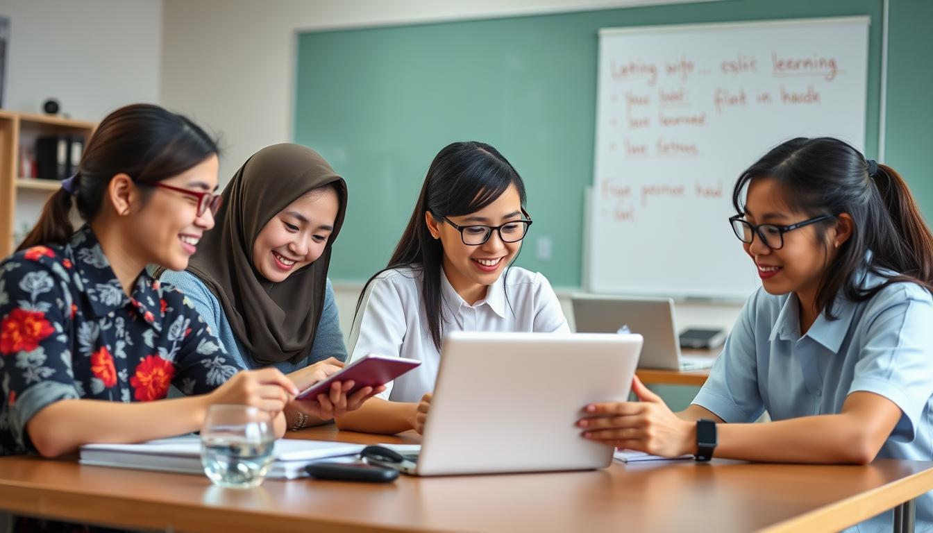 Guru dan siswa berkolaborasi dalam lingkungan kelas digital dinamis