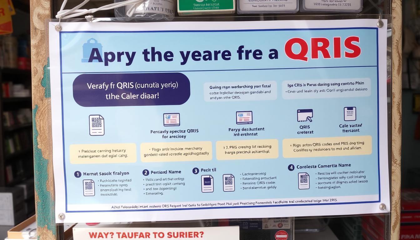 Poster edukasi cara transaksi QRIS aman untuk pelanggan di toko UMKM