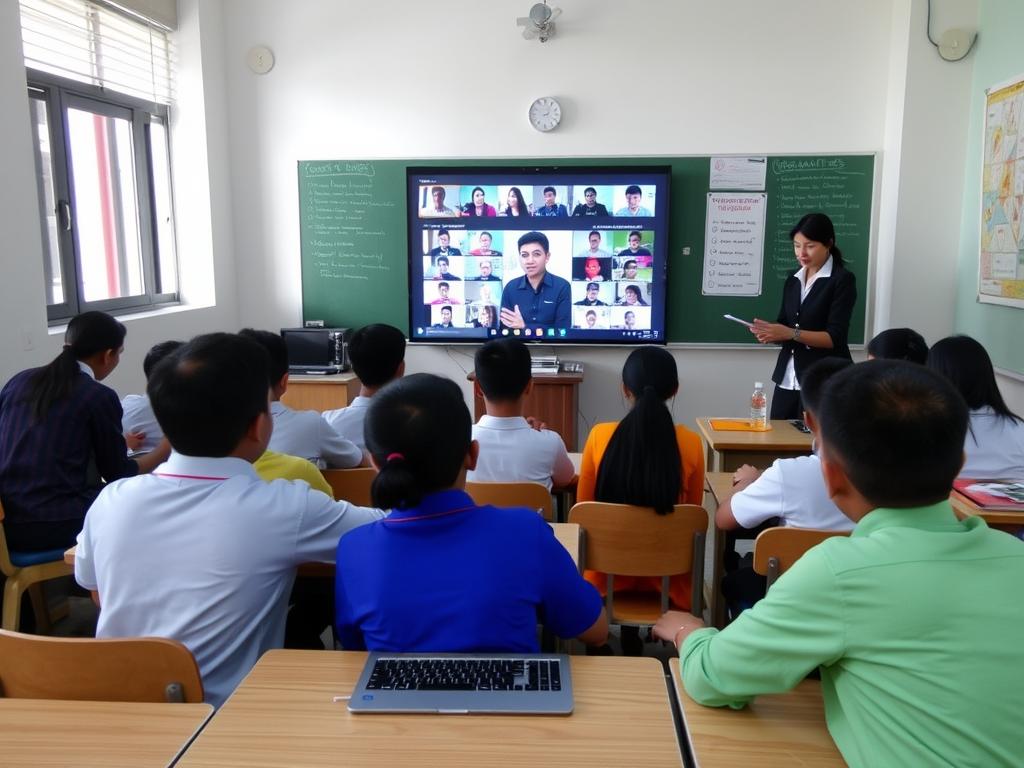 Model hybrid learning yang menggabungkan kelas fisik dan virtual