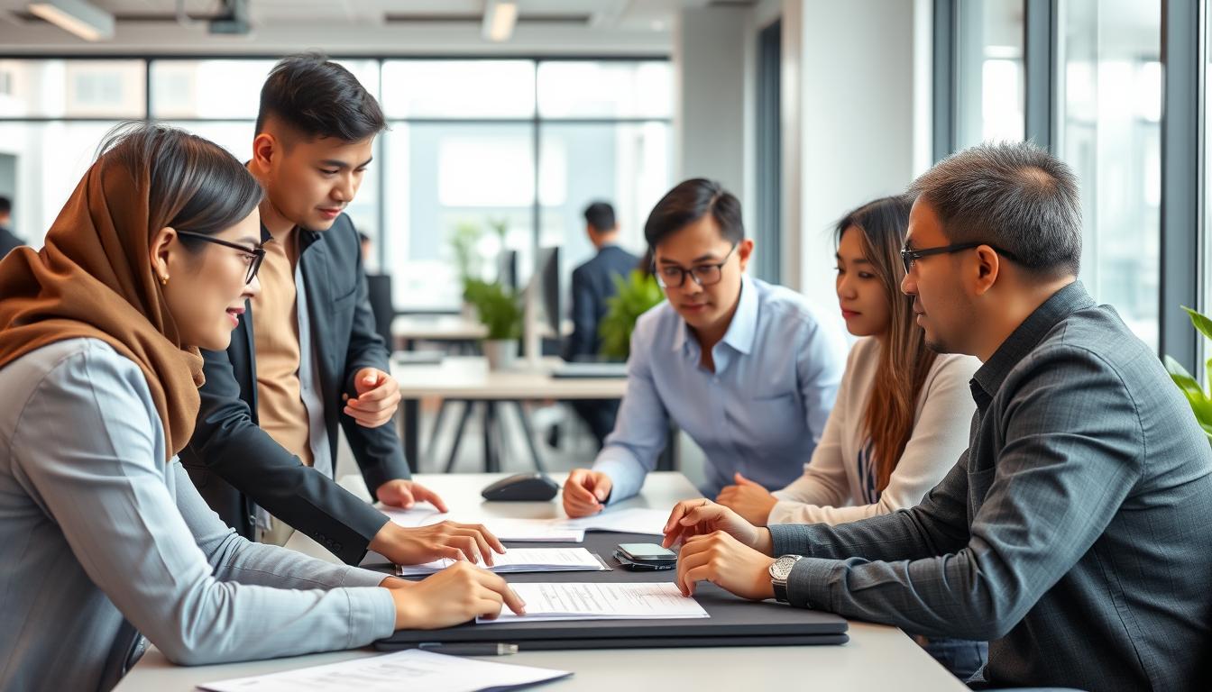 Tim sedang melakukan aktivitas cross-training di kantor