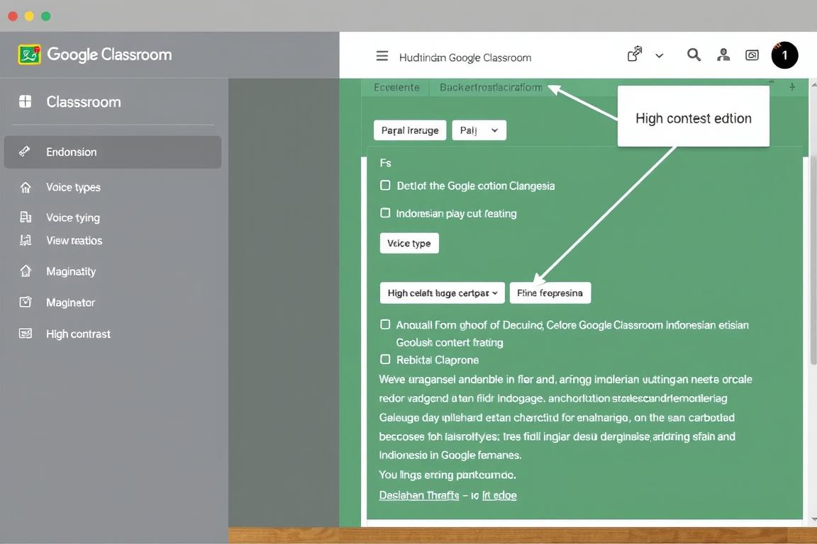 Screenshot of Google Classroom with accessibility adaptations for Indonesian students