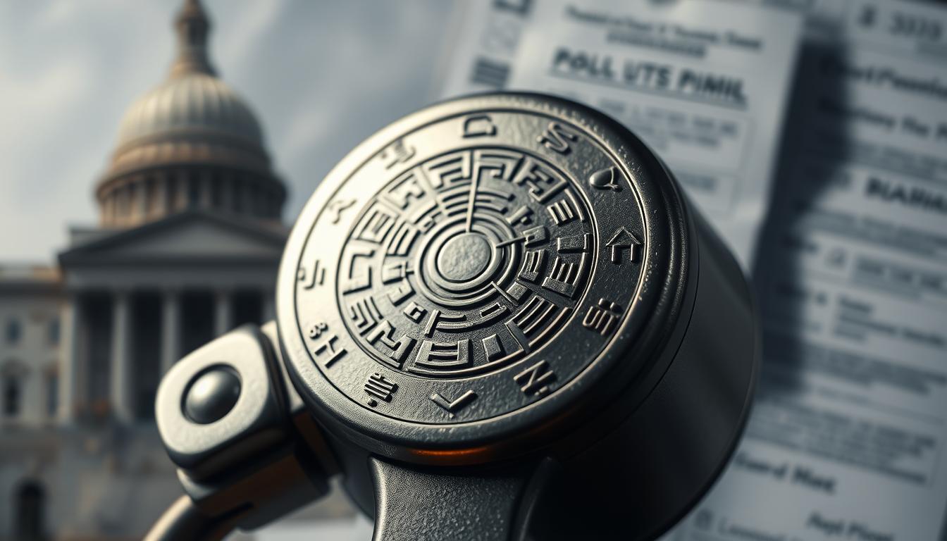 A close-up view of a stylized political buzzer against a blurred backdrop of government buildings and bureaucratic paperwork. The buzzer is rendered in a sleek, metallic design, its surface etched with intricate patterns and symbols representing the complex web of regulations and policies governing its use. Soft, diffused lighting casts dramatic shadows, highlighting the buzzer's tactile, industrial quality. The overall composition conveys a sense of tension and ambiguity, inviting the viewer to consider the nuances and implications of this controversial political phenomenon.