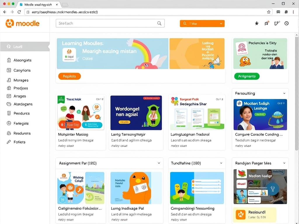 Tampilan dashboard Moodle dengan berbagai materi pembelajaran untuk siswa SMP