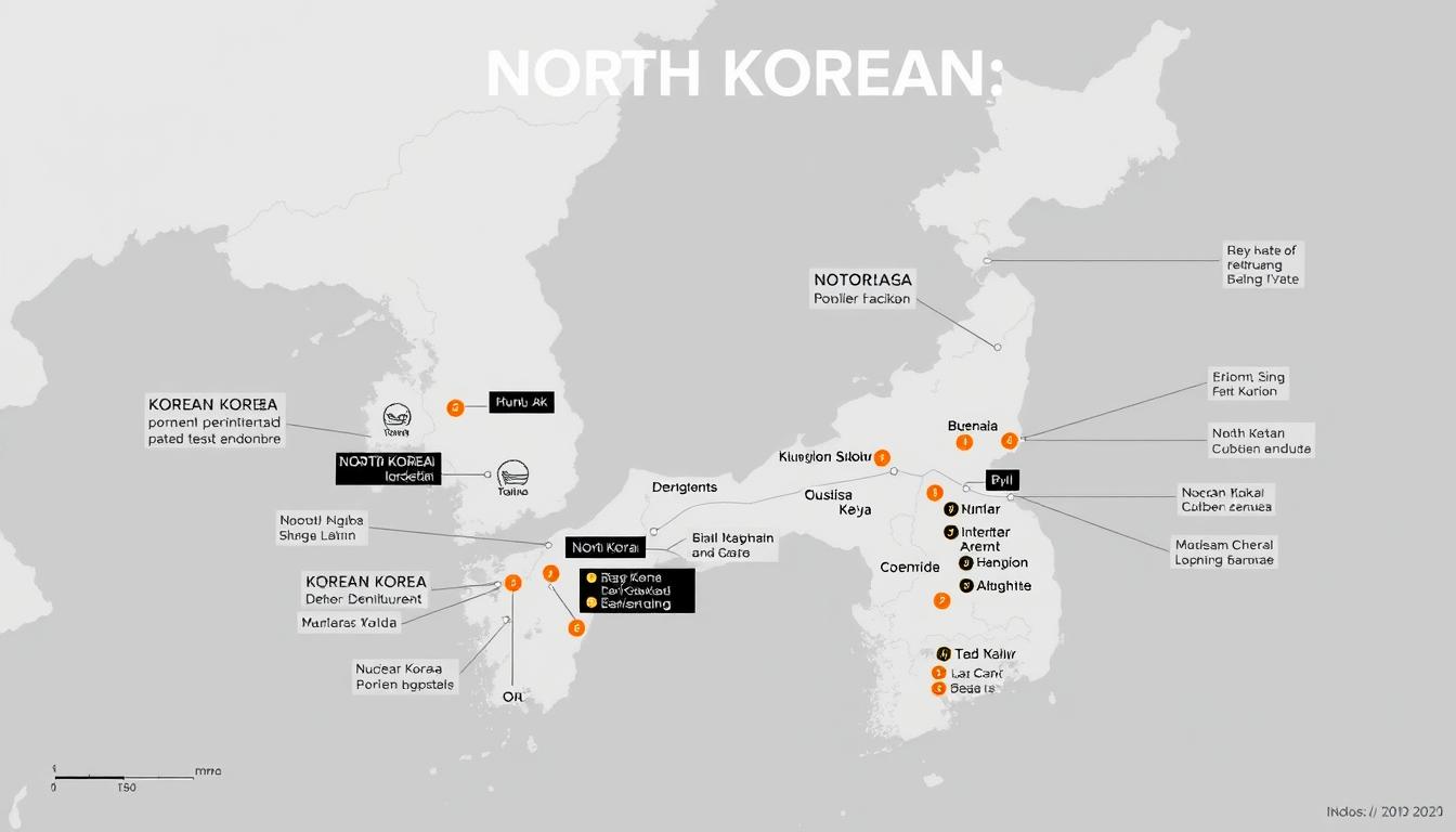 Peta Semenanjung Korea menunjukkan lokasi fasilitas nuklir Korea Utara