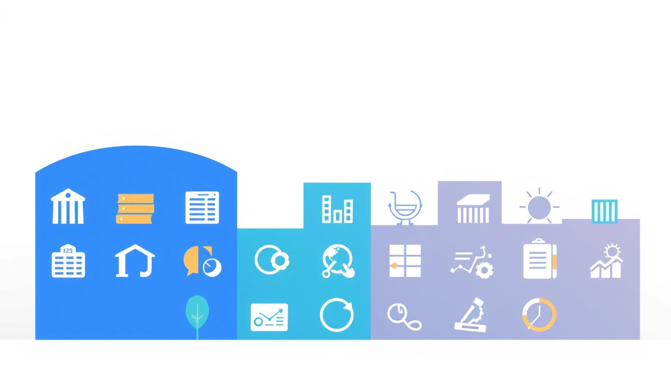 A modern, minimalist illustration depicting 10 diverse university majors closely related to the accounting world. The foreground features clean icons representing disciplines such as finance, economics, business administration, and data analytics, all arranged in a visually striking grid layout. The middle ground showcases a vibrant color palette, with shades of blue, green, and orange creating a sense of energy and dynamism. The background is a subtle, soft-focused gradient, providing a clean, uncluttered canvas to highlight the focal subject. The overall composition conveys a sense of professionalism, academic rigor, and the interconnectedness of these specialized fields of study.