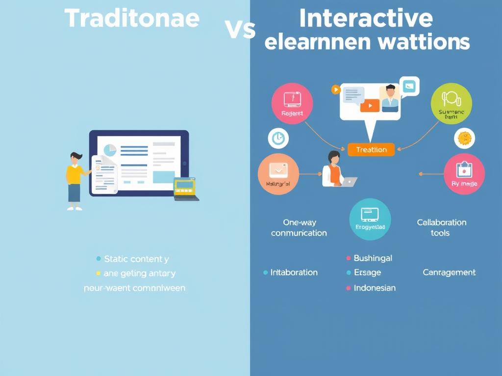 Perbandingan platform e-learning tradisional vs interaktif
