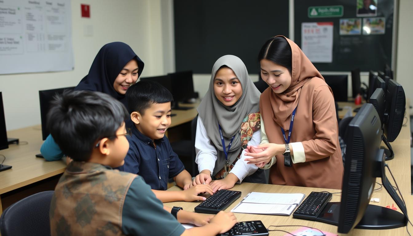 Teachers and students at an Indonesian school successfully using adaptive e-learning technology