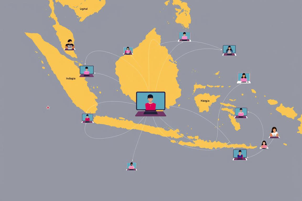 Siswa dari berbagai lokasi geografis terhubung dalam satu virtual classroom