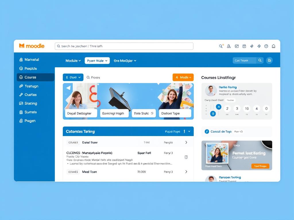 Tampilan dashboard Moodle sebagai contoh inovasi kursus online masa kini
