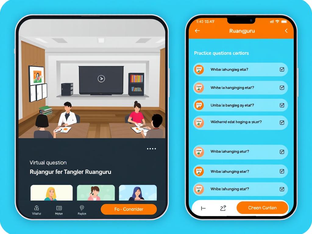 Tampilan aplikasi Ruangguru dengan fitur kelas virtual dan latihan soal platform pendidikan daring Indonesia