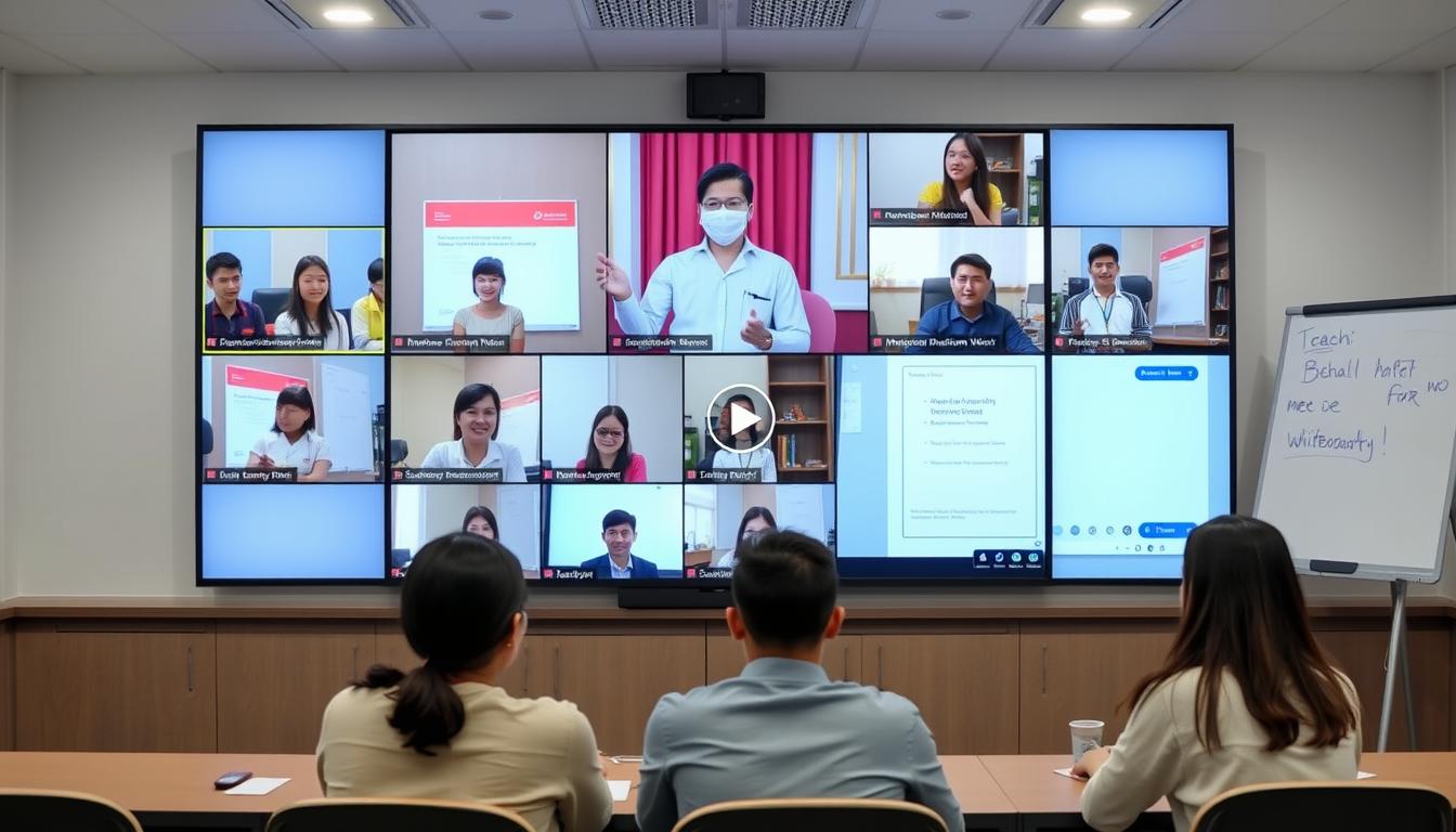 Guru dan siswa berkolaborasi melalui platform virtual e-learning