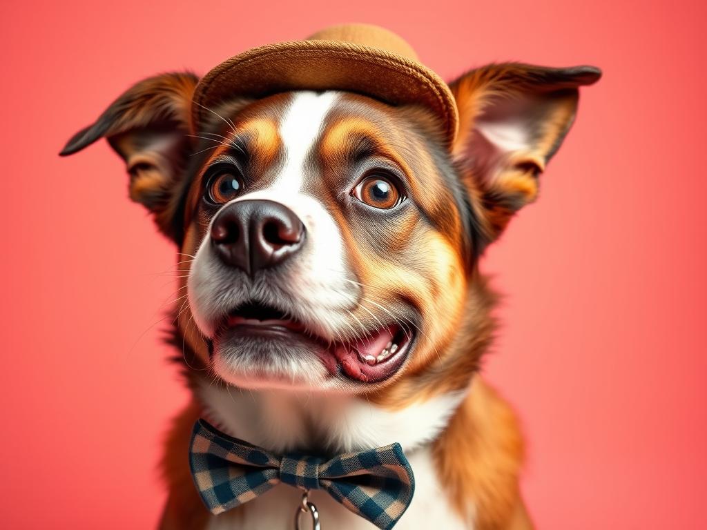 Un chien avec une expression comique illustrant les noms de chien humoristiques