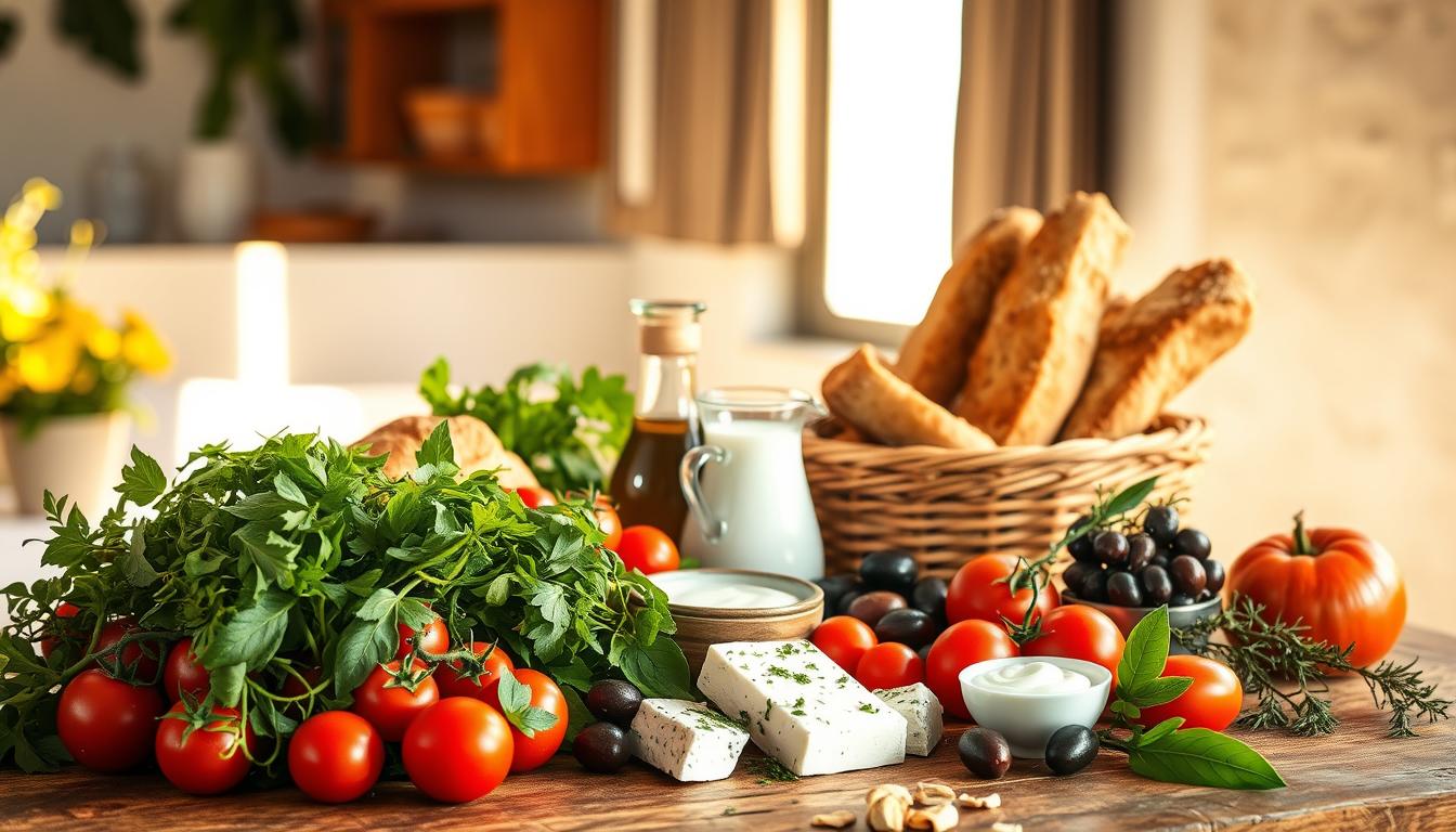 Mediterranean breakfast ingredients