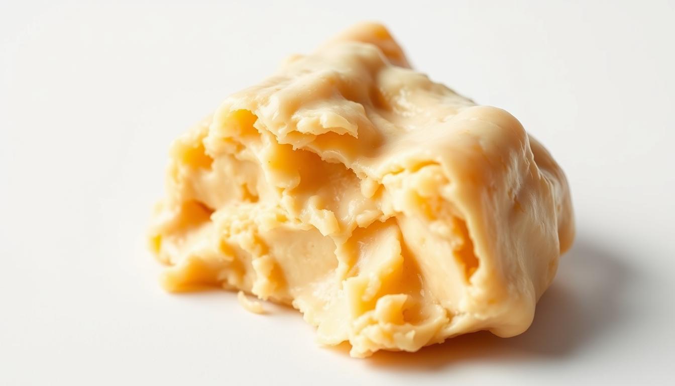 A detailed nutritional profile of beef suet, showcased on a clean white background. The suet is presented in a close-up, high-resolution view, allowing the viewer to clearly see its texture, color, and composition. Soft, even lighting illuminates the fat, creating a glossy, appetizing appearance. The image conveys a sense of scientific study and careful analysis, suitable for an informative article on the health considerations of using beef suet in cooking. The overall mood is one of objectivity and informative presentation, without distracting elements.