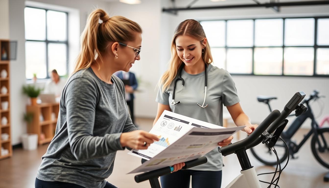 Person consulting with fitness expert about e-biking for weight loss