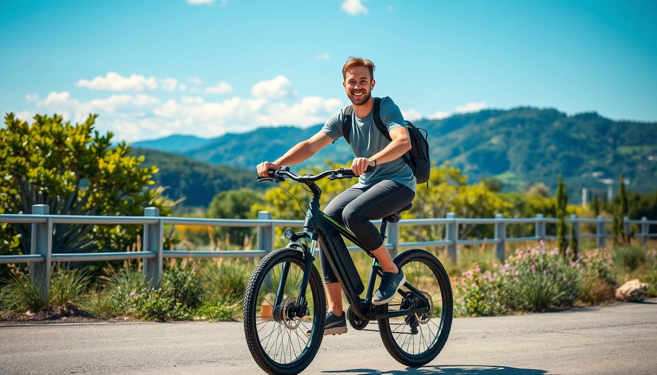 Person enjoying fitness benefits of e-biking for weight loss