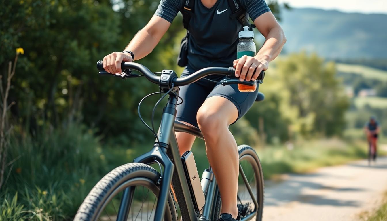 Person following e-biking weight loss tips on a trail