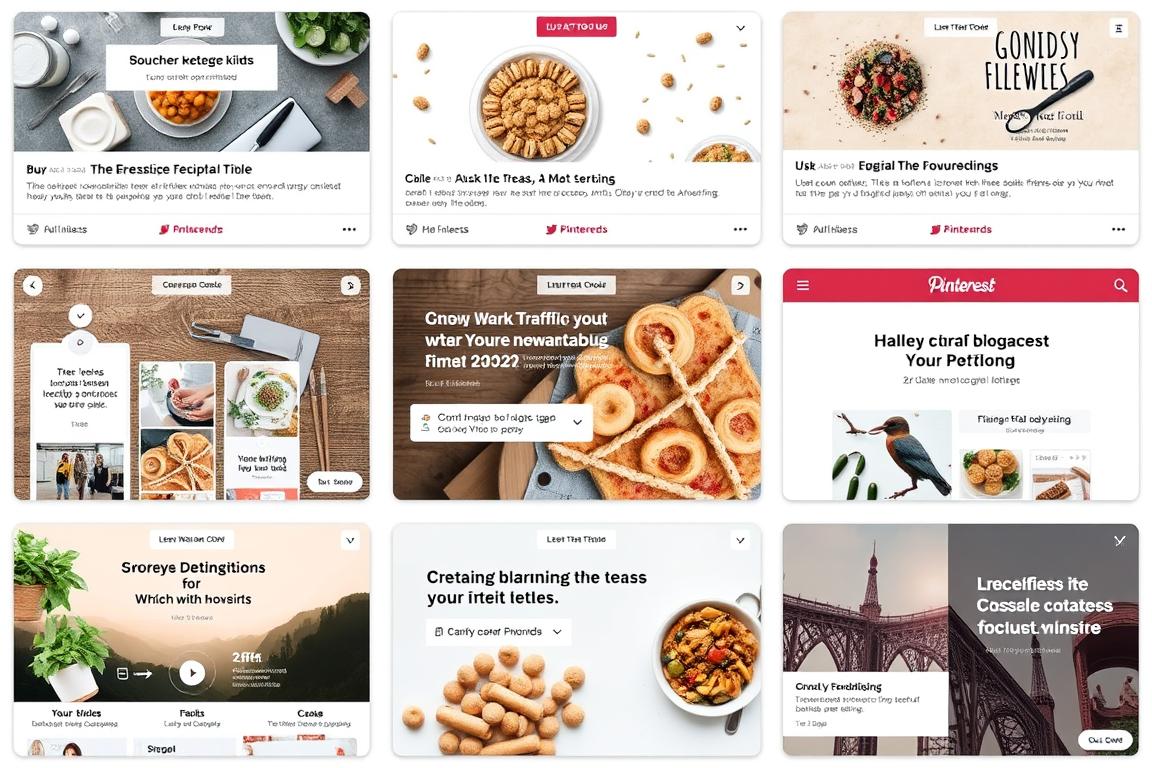 Examples of high-performing Pinterest pins designed to drive free traffic to blogs in 2025