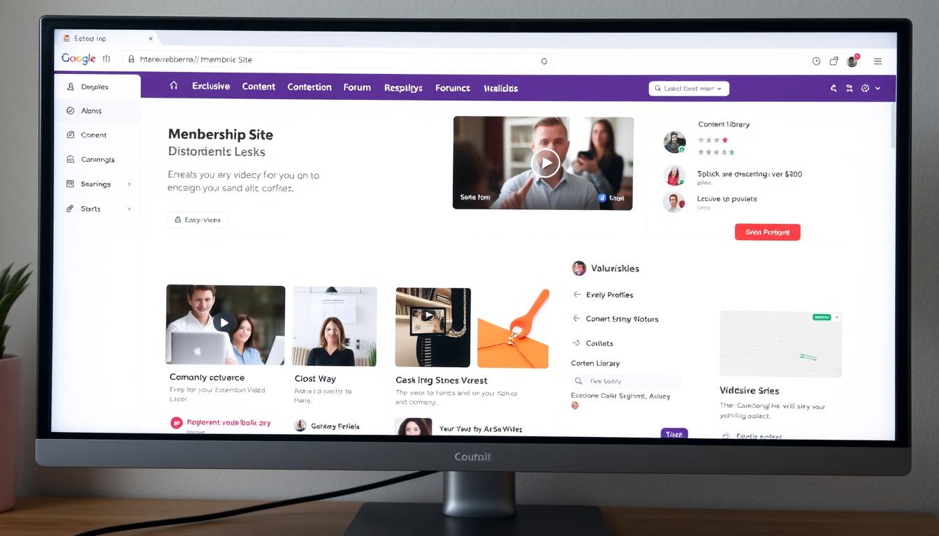 Membership site dashboard showing exclusive content and community features