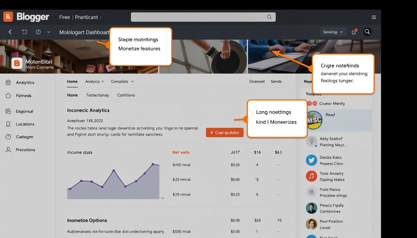 Blogger dashboard showing monetization features in 2025