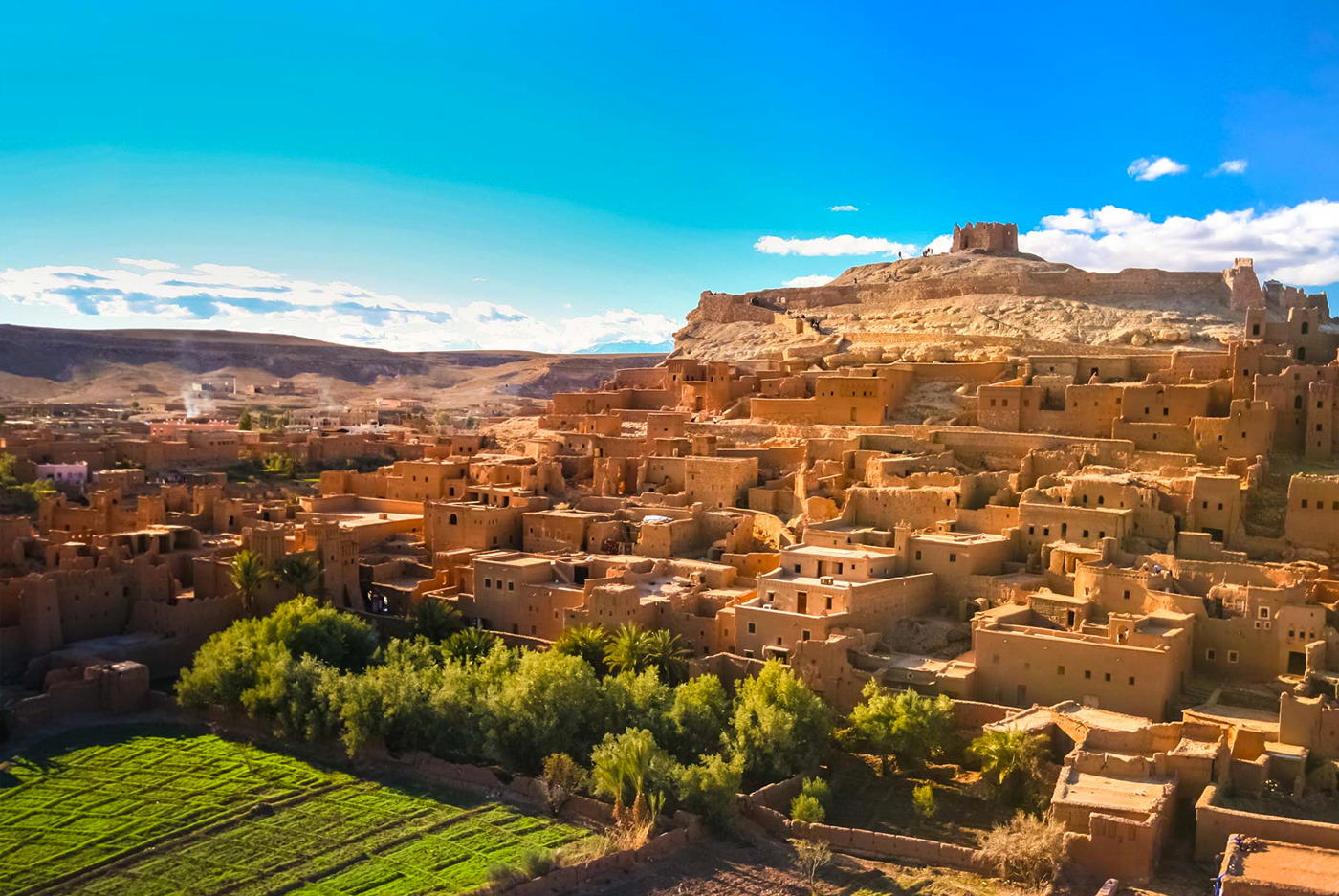 Ouarzazate landscape with Atlas Mountains and Sahara Desert