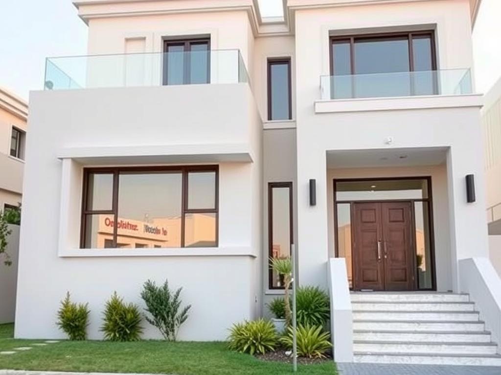 واجهة منزل بعد الانتهاء من أعمال الأصباغ الخارجية من أفضل شركة أصباغ في الكويت