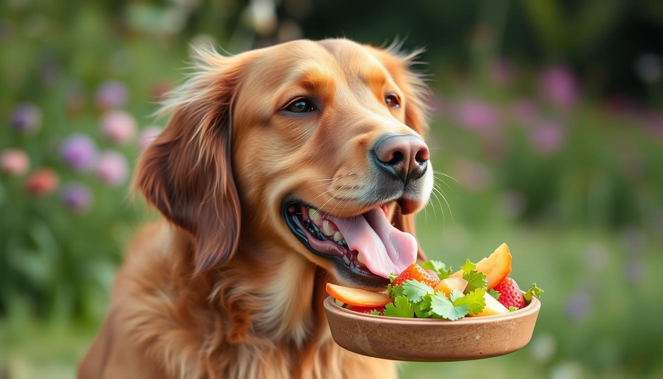 An image of a happy Chesapeake Bay Retriever enjoying a fresh meal.