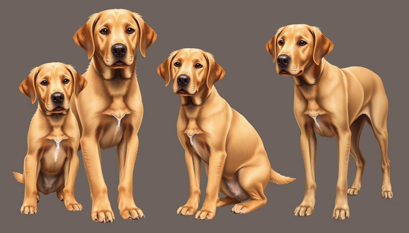 Image of a Chesapeake Bay Retriever at different life stages