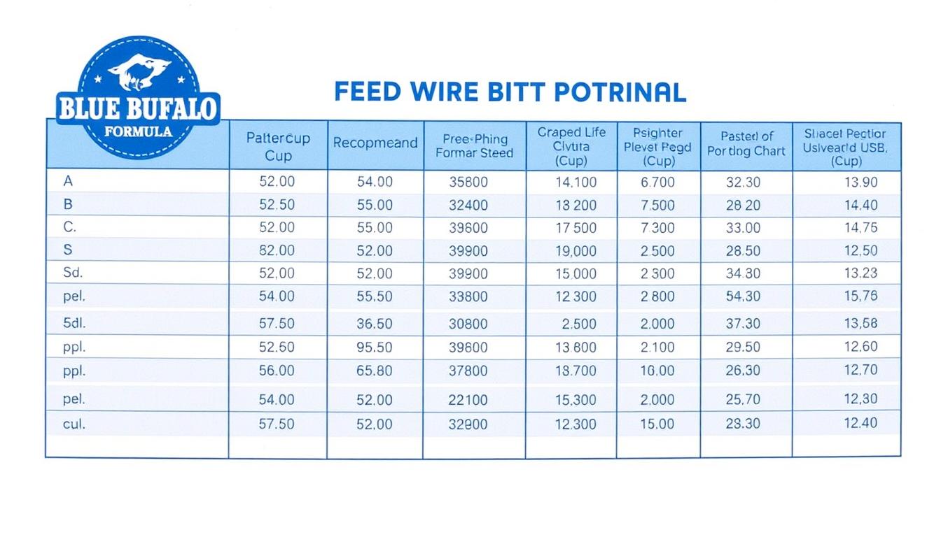 Blue Buffalo Life Protection Formula feeding chart showing portions by weight
