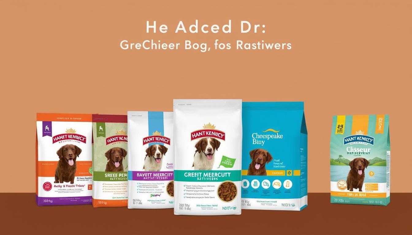 Image of various top-rated dog food brands for Chesapeake Bay Retrievers