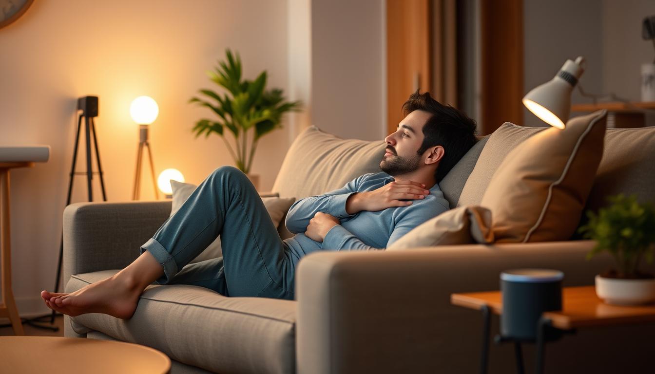 Persona disfrutando de su casa inteligente con menos de 100 €