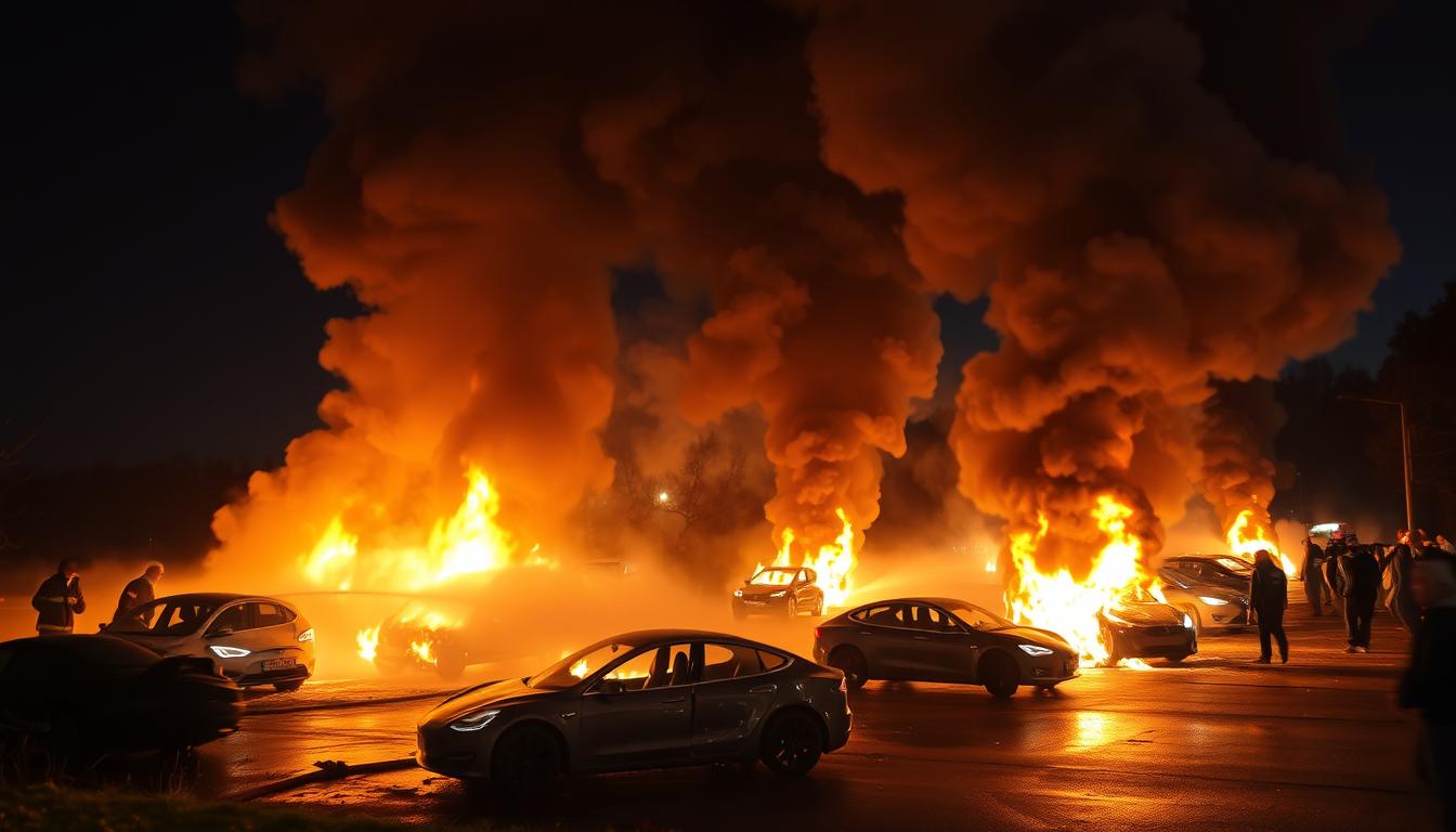 Tesla cars fire incident in northern Germany