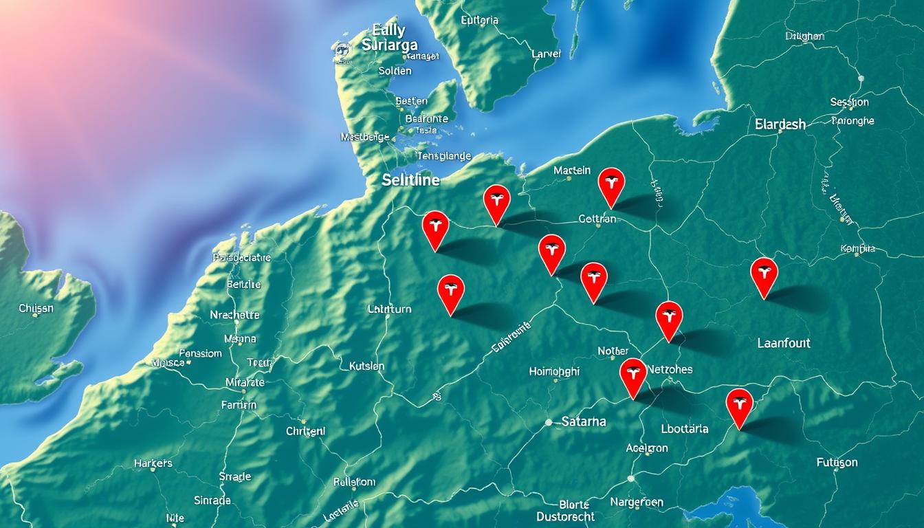 Map showing northern Germany Tesla fire incident locations