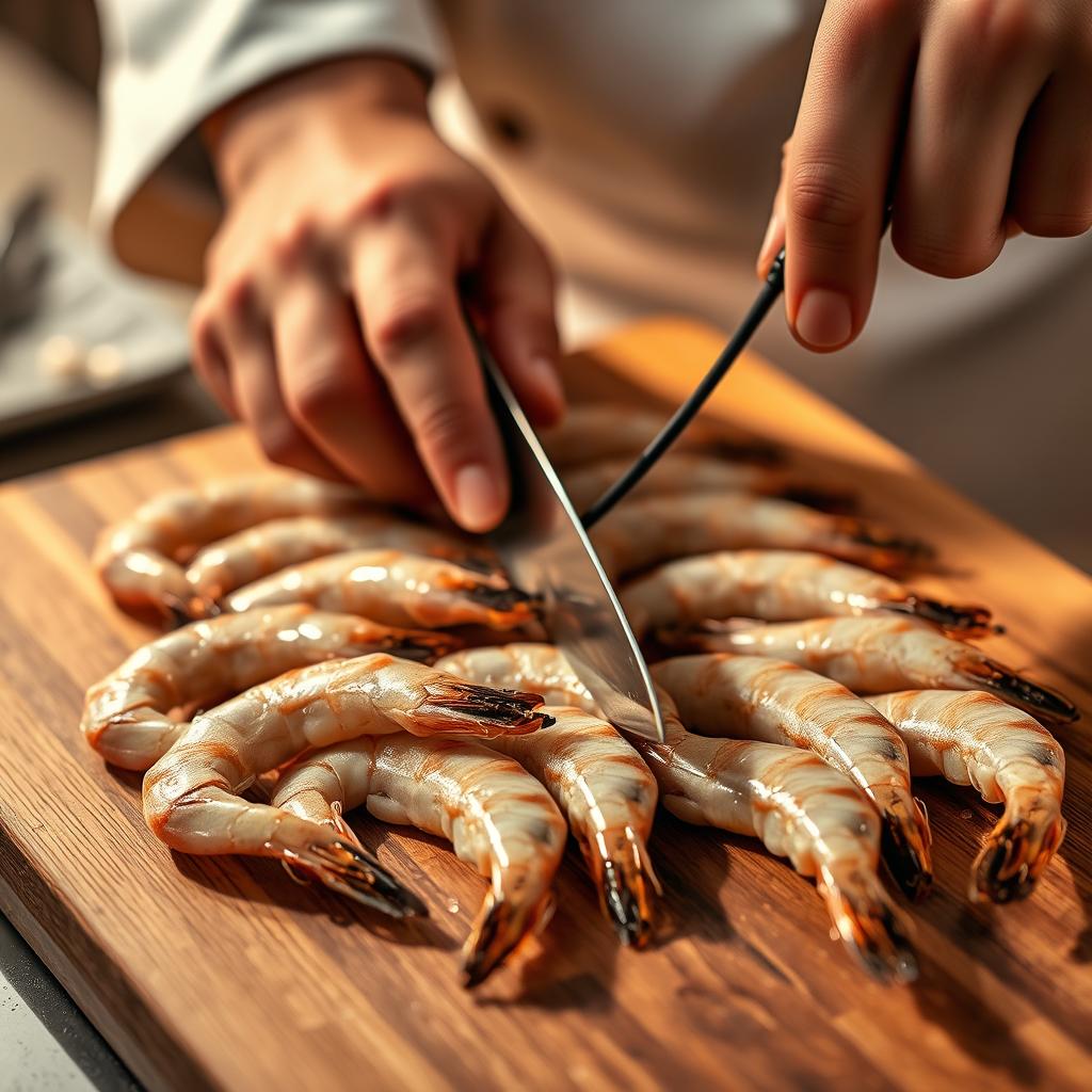 preparing tiger shrimp