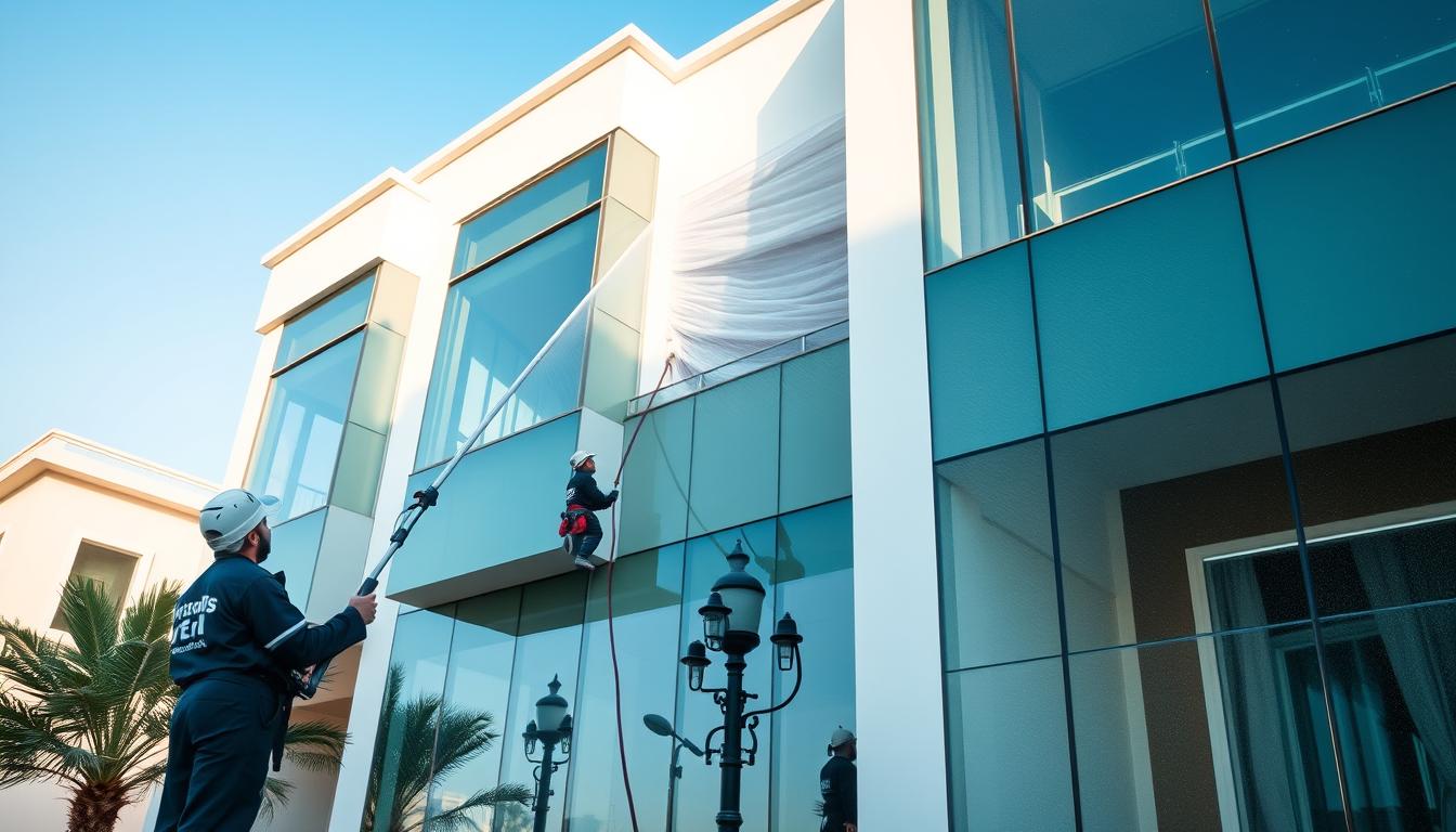 تنظيف واجهات زجاجية لفيلا في الرياض