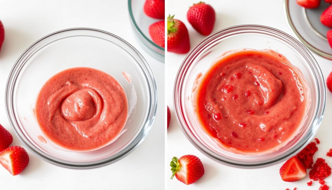 Comparison of strained and unstrained strawberry puree